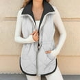 thumbnail image 1 of Women's Long Winter Lapel Vest Plain Quilted Vest Warm Lined Long Vest Outdoor Winter Vest Sleeveless Winter Jacket Women's Vests Vest With Drawstring And Pocke Womens Snow Coats Womens plus Jackets, 1 of 6