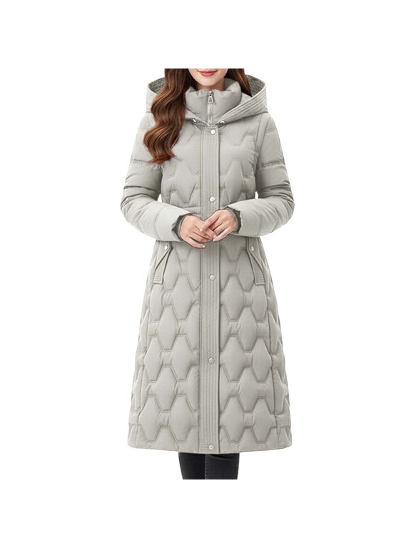 Women's Long Winter Puffer Coat Waterproof Warm Down Jacket Removable Hood