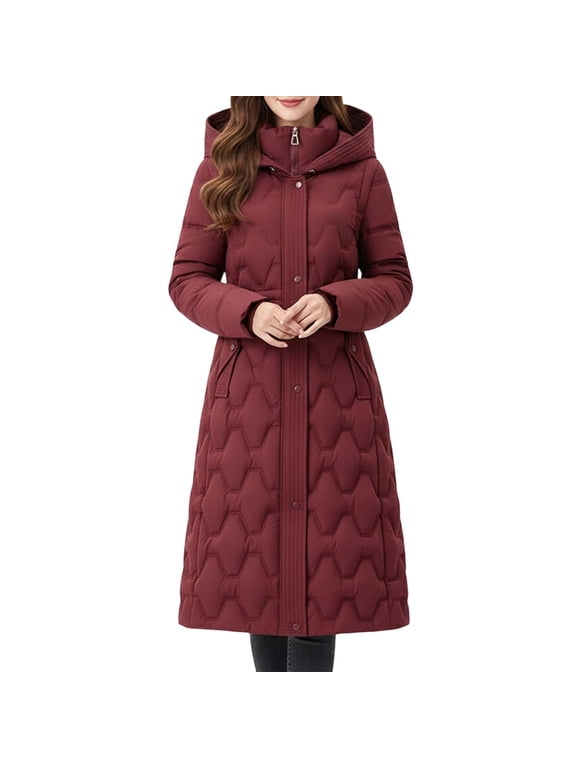 Women's Long Winter Puffer Coat Waterproof Warm Down Jacket Removable Hood