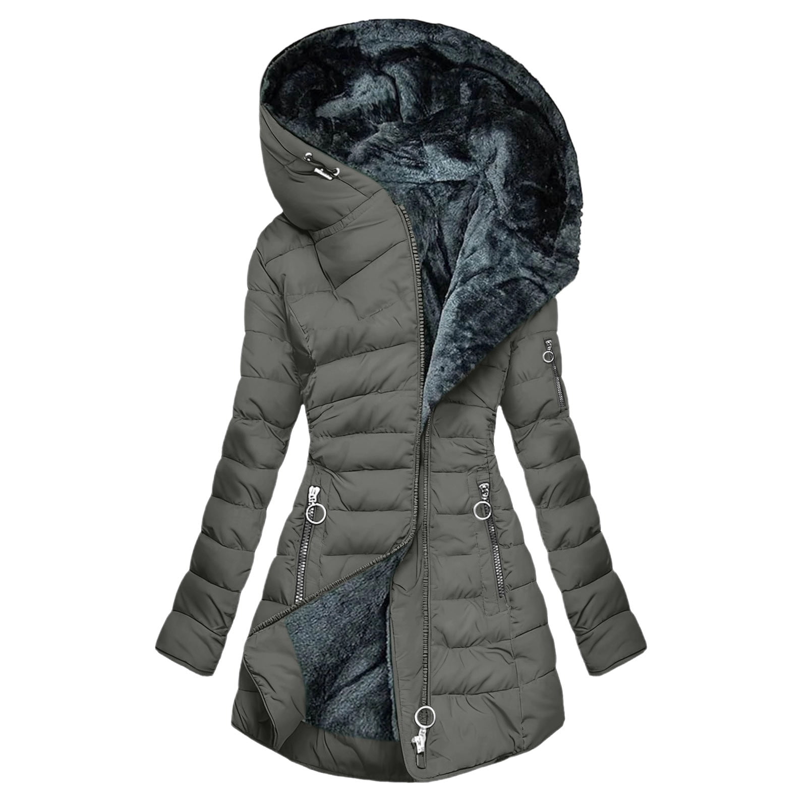 Ellazhu Women's Oversized Hooded Maxi Coat – Long Sleeve, Button-Down, With Side Pockets