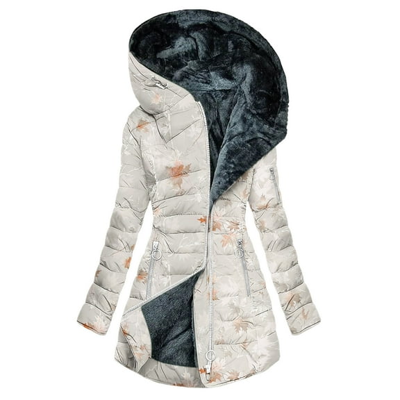 Women's Long Winter Puffer Coat, Waterproof Warm Parka, Fleece Lined Down Jacket, Faux Fur Hood Parka Quilted Puffer Coat Trendy Fashion Overcoat