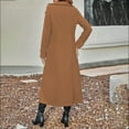 thumbnail image 1 of Women's Long Wool Blend Coat, Classic Double Breasted Trench Coat, Belted Open Front Overcoat, Elegant Lapel Jacket, Casual Long Coat, Trench Style Outerwear, Fall Winter Coat Khaki XXL, 1 of 6
