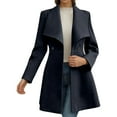 thumbnail image 1 of Women’s Long Wool Blend Coat – Winter Fall Fashion Notch Lapel Belted Trench Fully Lined winter coats for women, 1 of 4