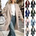 thumbnail image 1 of Women's Long Wool Coat Open Front Fully Lined Thickened Casual Jacket with Pockets Fall Winter Outwear or Formal and Casual Occasions in Cold Seasons(Khaki,S), 1 of 9