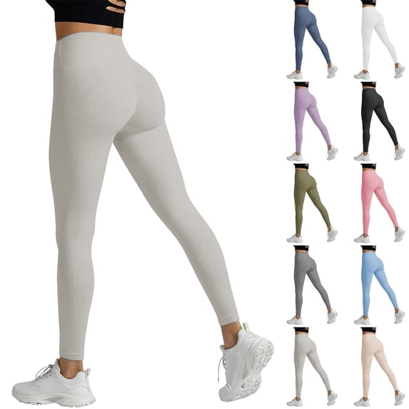 Women's Long Yoga Pants Solid-Color High-Waisted Butt-Lifting Yoga Pants& Leggings Slim and Shaping for Daily Sports