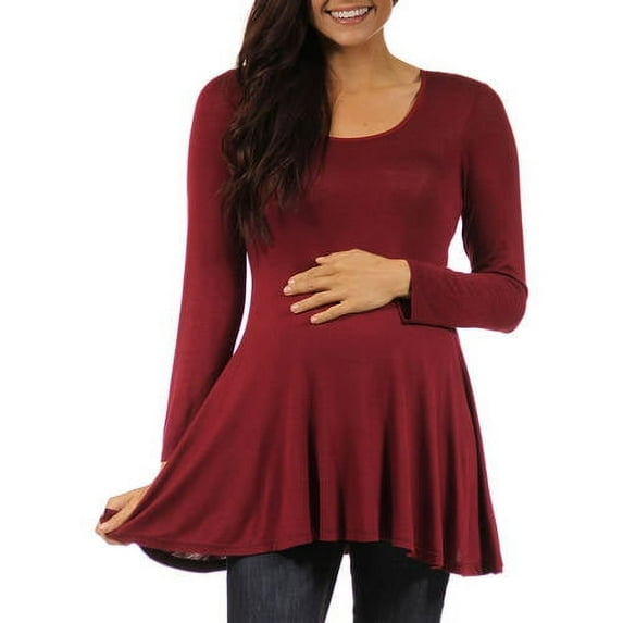 Women's Long-sleeve Scoop Neck Maternity Tunic Top