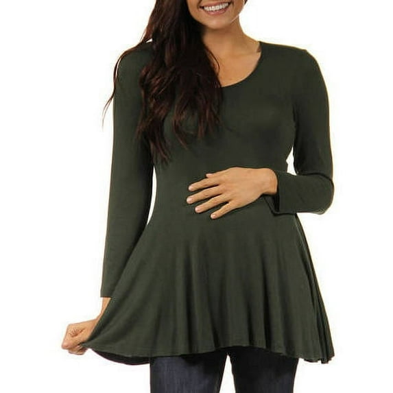 Women's Long-sleeve Scoop Neck Maternity Tunic Top