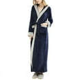 thumbnail image 1 of Women's Long-sleeved Thick Flannel Robe With Hood Winter Warm Plus Velvet Pajamas, 1 of 7
