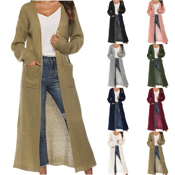 Women’s Longline Button Front Cardigan Sweater, Lightweight,Khaki,XXL