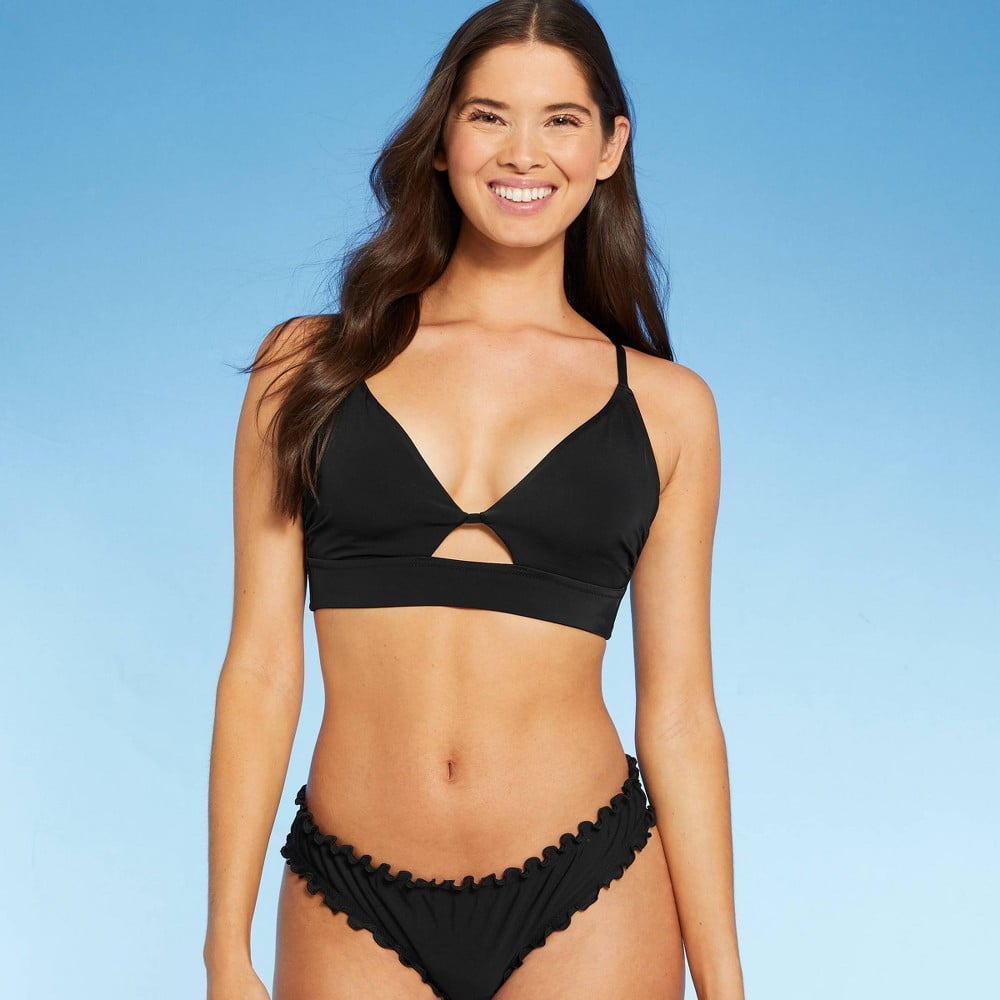 Women's Longline Cut Out Bikini Top - Shade & Shore Black 34B