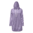 thumbnail image 1 of Women's Longline Hooded Sweatshirt, Side Slit Detail with Pockets, Oversized Casual Pullover for Layered Looks and Comfortable Daily Wear-Light Violet, 1 of 7