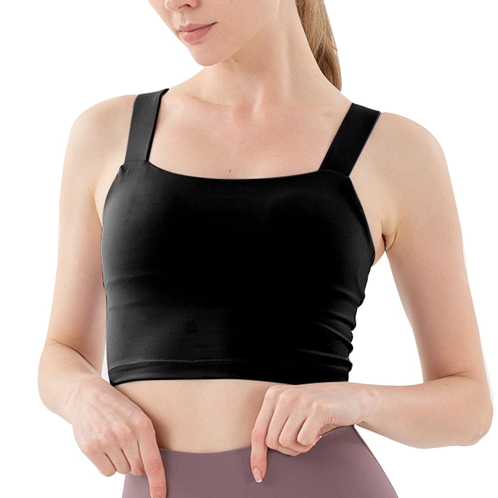 Luxtrada Comfy Cami Bra for Women Crop Top Yoga Bralette Longline Padded Lounge  Bra Compression Sports Bra 