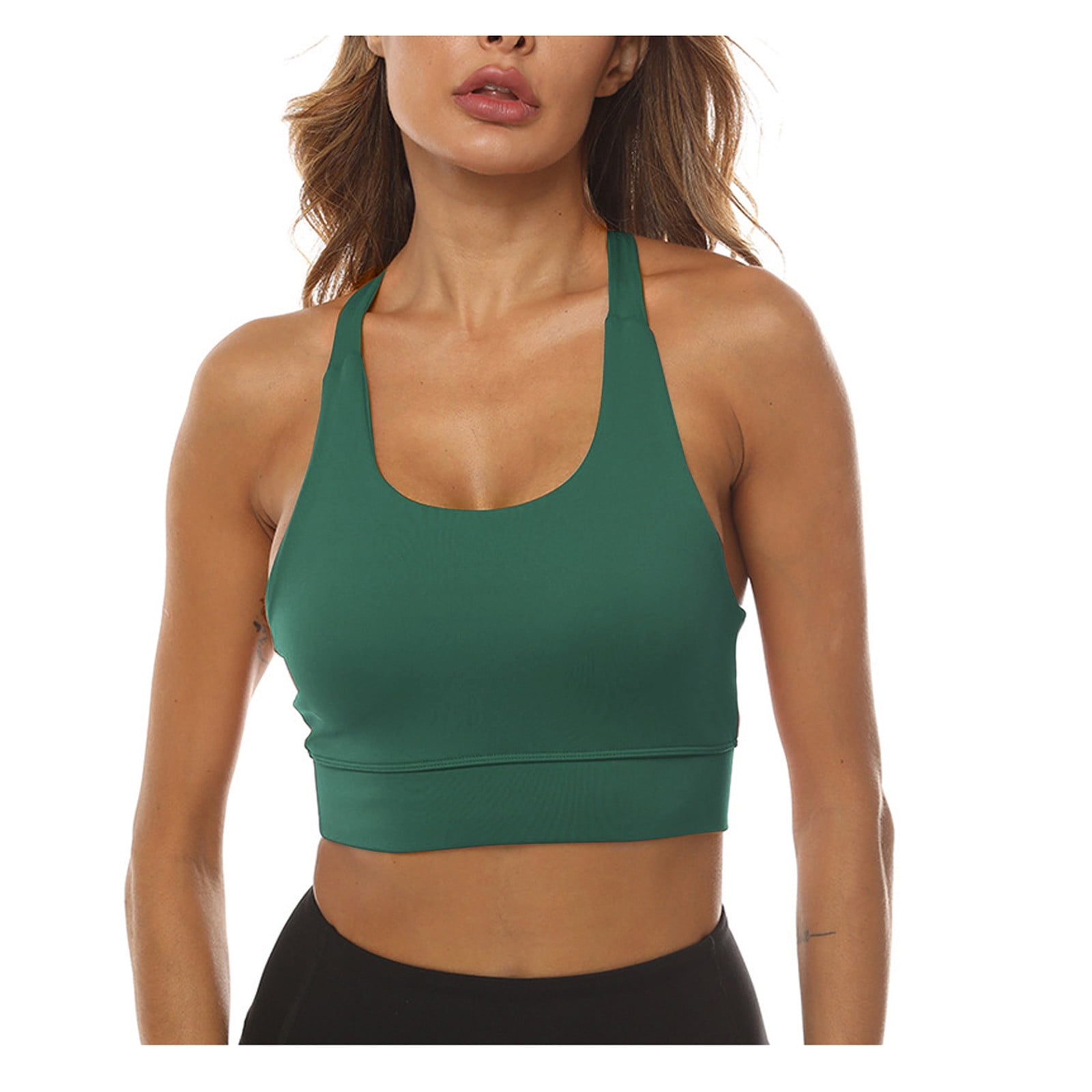 Women's Longline Wire Free Printed Bra Cami Tank Top Removable Padded Bra  for Workout Yoga Running