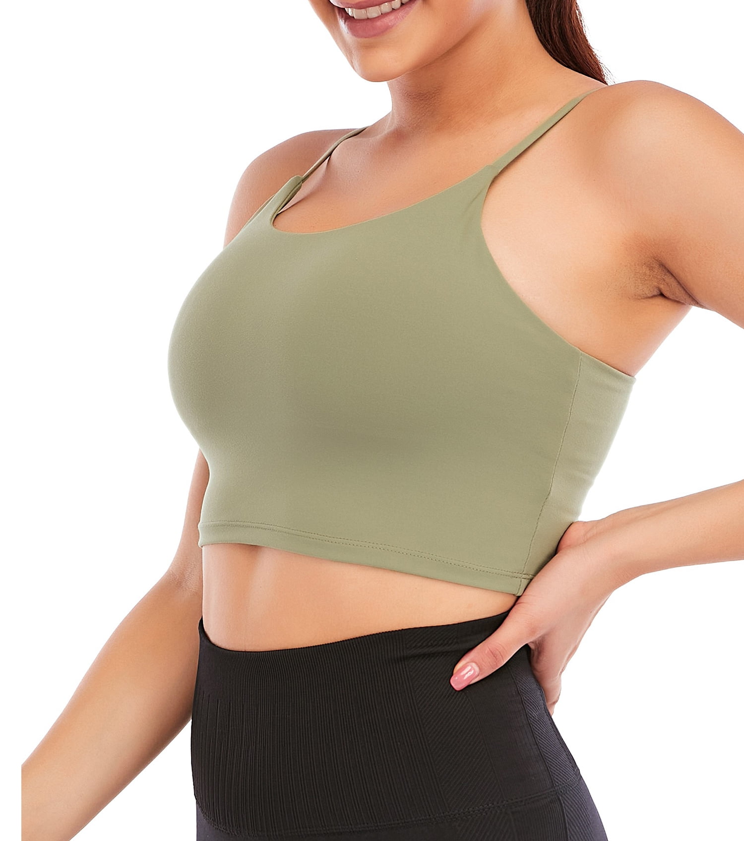 Women's Longline Sports Bra Workout Crop Tank Tops Built in Bra Padded  Medium Support Yoga Bra