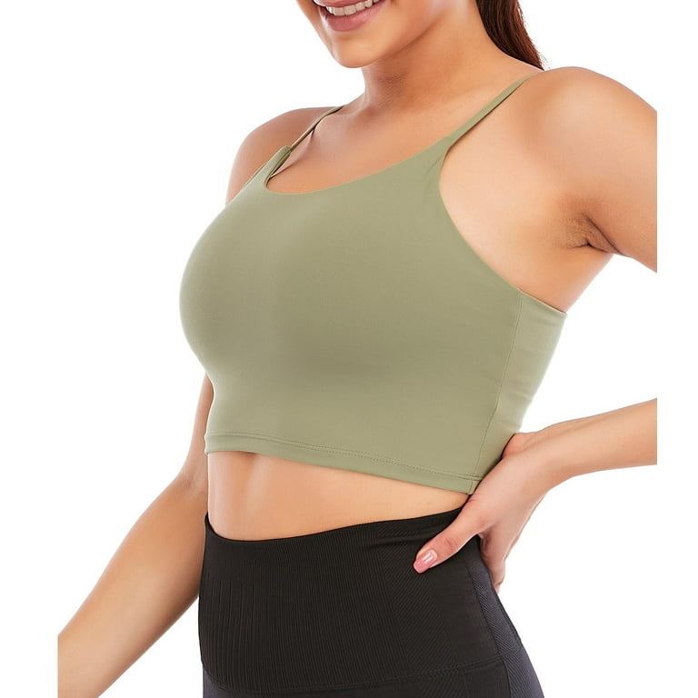 Women's Longline Sports Bra Workout Crop Tank Tops Built in Bra Padded  Medium Support Yoga Bra