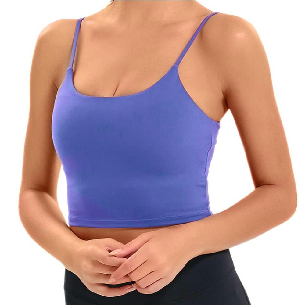 Womens Crop Top Longline Sports Bras Tank Tops Wirefree Shirts with Built  in Bra