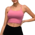thumbnail image 1 of Women's Longline Sports Bras Padded Wirefree Crop Tank Top Yoga Cami with Built-in Bra, 1 of 5