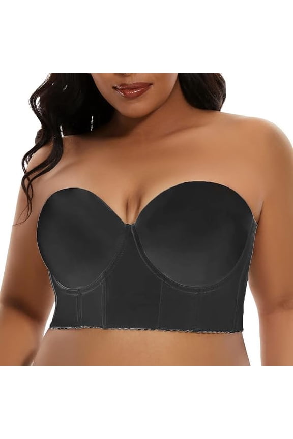 Women's Longline Strapless Bra Push Up Plus Size Full Coverage Underwire Hide Back Fat