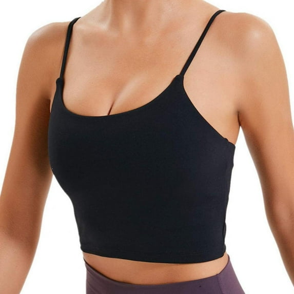 Women's Longline Yoga Tank Top Padded Sports Bra Workout Fitness Running Camisole Crop Top