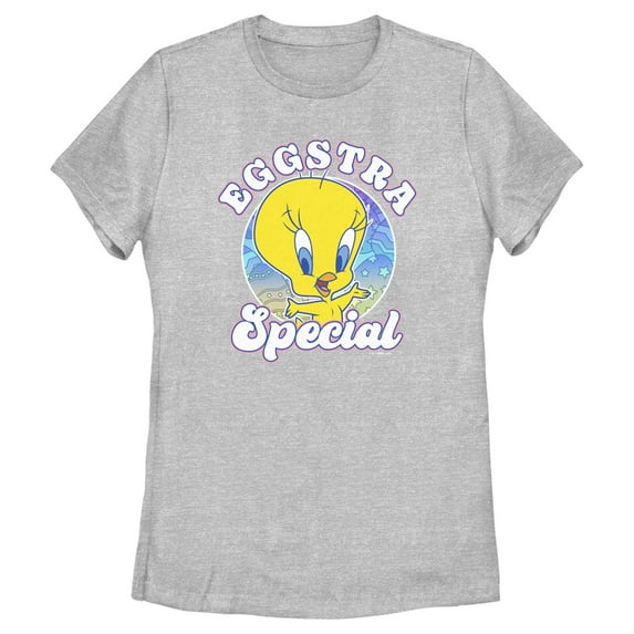 Women's Looney Tunes Easter Eggstar Special Tweety Graphic Tee Athletic Heather 2X Large