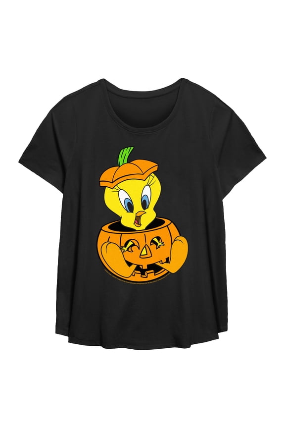 Women's Looney Tunes Tweety Pumpkin Graphic T-Shirt