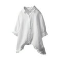 thumbnail image 1 of Women's Loose Button Down Blouse - Solid Color Long Sleeve Shirt, Cotton Fabric, Casual Style, Button Back Design, S-XXXXXL Sizes, 1 of 4