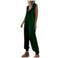 thumbnail image 1 of Women's Loose Button up V Neck Harem Long Pants Jumpsuits Sleeveless Baggy Hooded Summer Lounge Rompers Overalls Womens Clothes, 1 of 6