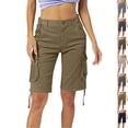 thumbnail image 1 of Women's Loose Cargo Shorts Summer Solid Color Versatile Casual Shorts with Pocket Hiking Sport, 1 of 6