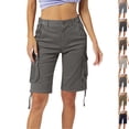 thumbnail image 1 of Women's Loose Cargo Shorts Summer Solid Color Versatile Casual Shorts with Pocket Hiking Sport, 1 of 6