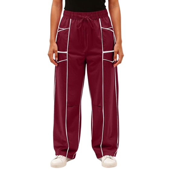 Women's Loose Cargo Sweatpants Drawstring Elastic Waist Wide Leg Jogger Lounge Pants with Pockets
