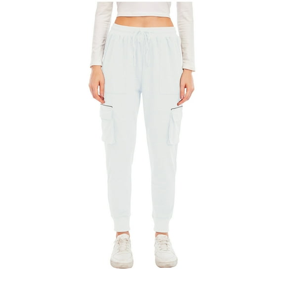 Women's Loose Cargo Sweatpants Pockets Sporty Gym Athletic Fit Workout Jogger Pants Yoga Lounge Cinch Bottom Trousers