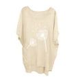 thumbnail image 1 of Women's Loose Casual 3/4 Length Sleeve Top T-Shirt Printed Blouse Khaki,5XL, 1 of 5