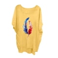 thumbnail image 1 of Women's Loose Casual 3/4 Length Sleeve Top T-Shirt Printed Blouse Yellow,M, 1 of 5