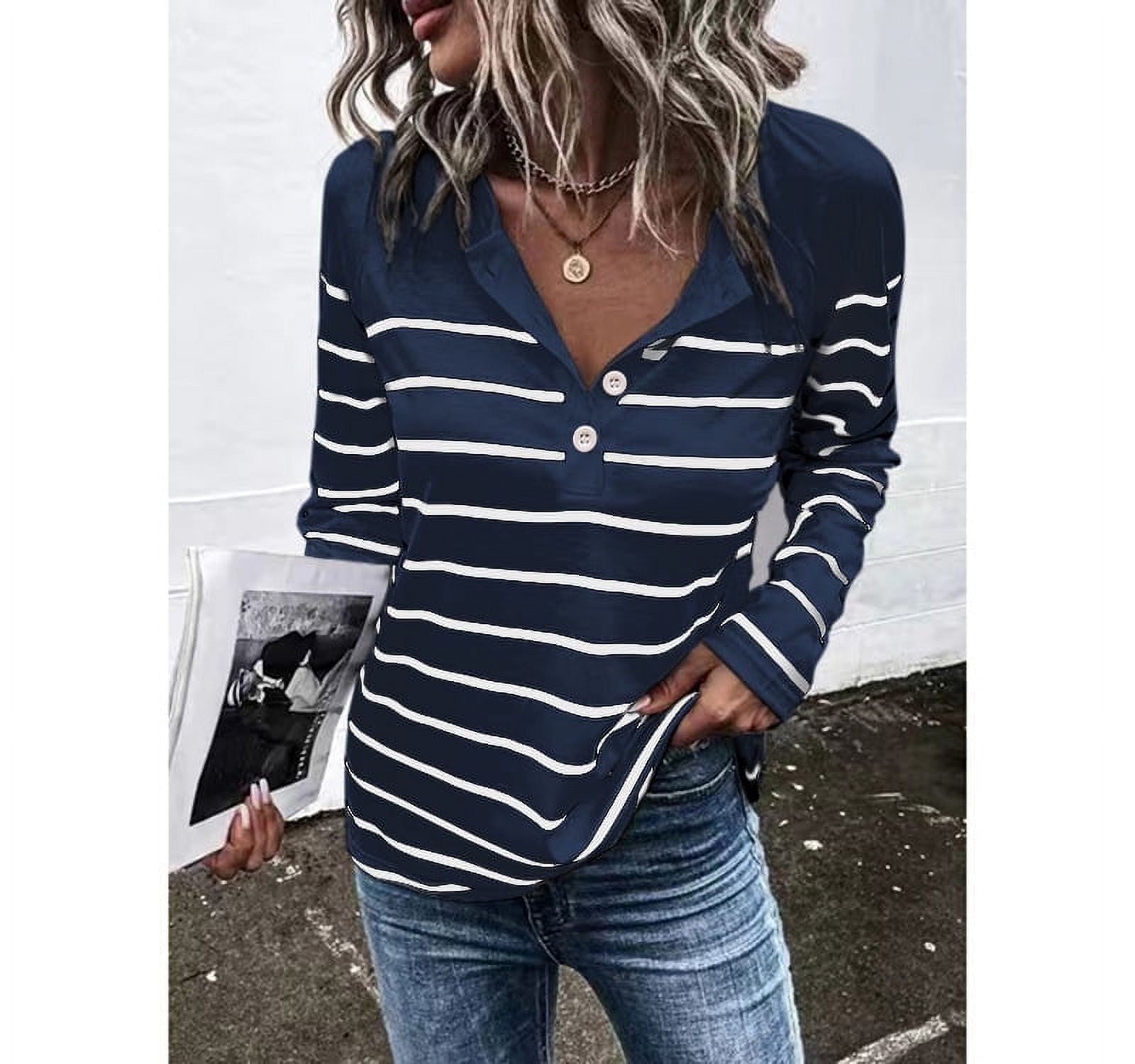 Women's Loose Casual Autumn And Winter Flower Striped Button Long
