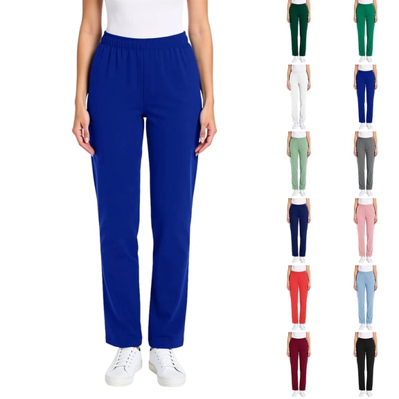 Women's Loose Casual Pants with Elastic Waistband and Drawstring for Caregiver Long Trousers for Nurses & Techs Green M
