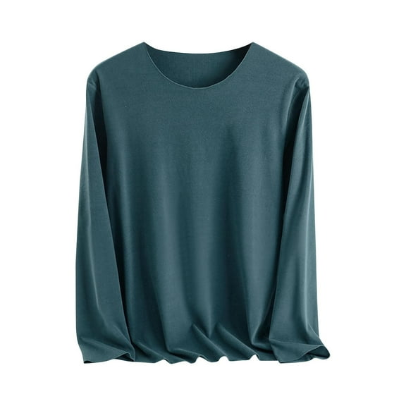 Women's Loose Casual Round Neck Long Sleeve Thermal T-Shirt Fleece Lined Base Layer Soft Winter Top