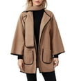 thumbnail image 1 of Women’s Loose Coat Turn Down Collar Open Front Cardigan Coat with Contrast Edge Scarf 2 Piece Set for Winter, 1 of 10