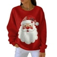 thumbnail image 1 of Women's Loose Comfortable Casual and Fashionable Round Neck Christmas Pattern Long Sleeve Sweatshirt, Ideal for Holiday Season and Everyday Comfort,Deep Red,L, 1 of 4
