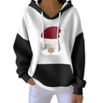 thumbnail image 1 of Women's Loose And Comfortable Drawstring V-neck Long Sleeved Christmas Print Hoodie, Holiday Season Fashion Wear, Comfortable and Warm Pullover,Black,S, 1 of 6