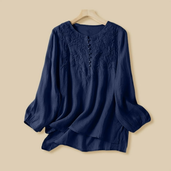 Women's Loose Commuting Casual Retro Temperament Solid Color Linen Shirt Active Shirts Women Short Sleeve Women Long Sleeve Shirt Shirts for Women Women Causal Shirts Summer Sports Women Loose Womens