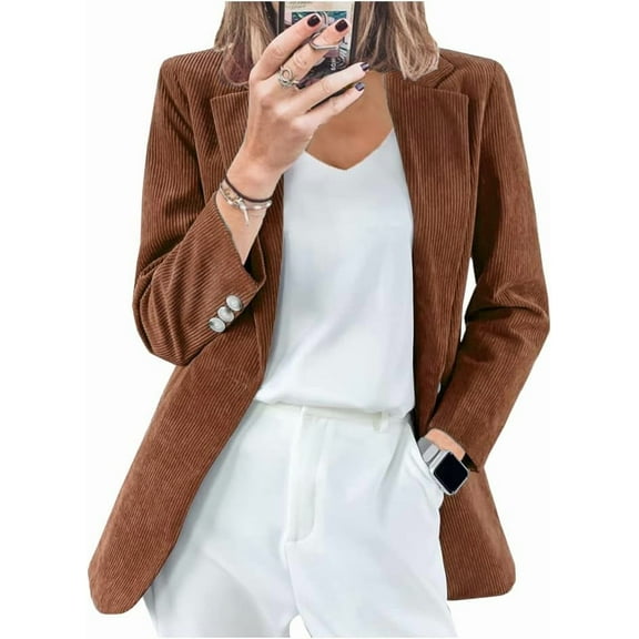 Women's Loose Corduroy Blazer Dressy Casual Fall Winter Versatile Outerwear