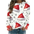 thumbnail image 1 of Women’s Loose Crewneck Long Sleeve Christmas Sweatshirt Funny Santa or Xmas Tree Print Pullover Casual Holiday Party Top Trendy Going Out Tee for Festive Seasonal Style, 1 of 8