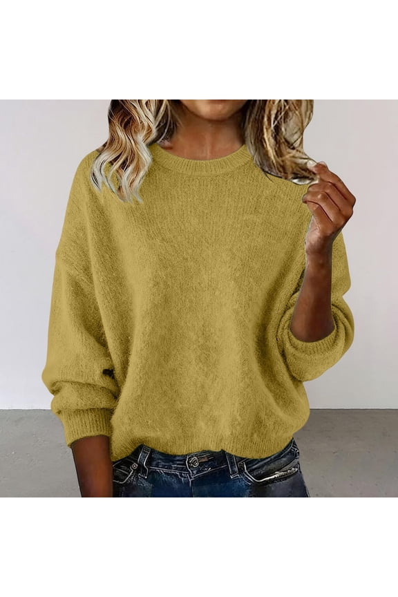 Women's Loose Drop-Shoulder V-Neck Knit Top - Soft Slouchy Everyday & Loungewear