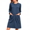 thumbnail image 1 of Women's Loose-Fit 3/4 Sleeve Front Zipper Loungewear Robe with Pockets Soft Sleepwear Gown for Home, 1 of 6