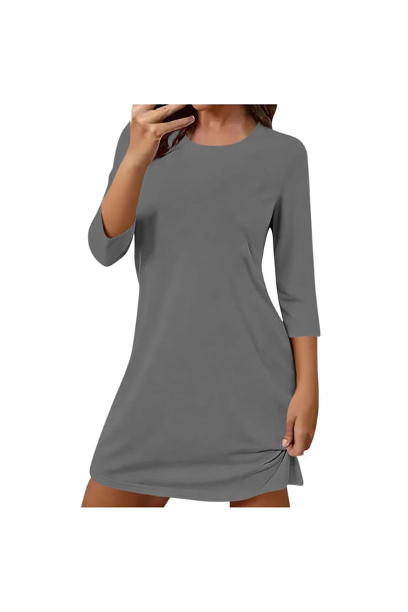 Women's Loose Fit 3/4 Sleeve Nightgowns Comfy Sleep Shirts Dress for Sleeping Pullover Nightgown Soft Nightdress