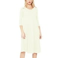 thumbnail image 1 of Women's Loose Fit 3/4 Sleeve Round Neck Jersey Knit A-Line Solid Midi Dress, 1 of 4