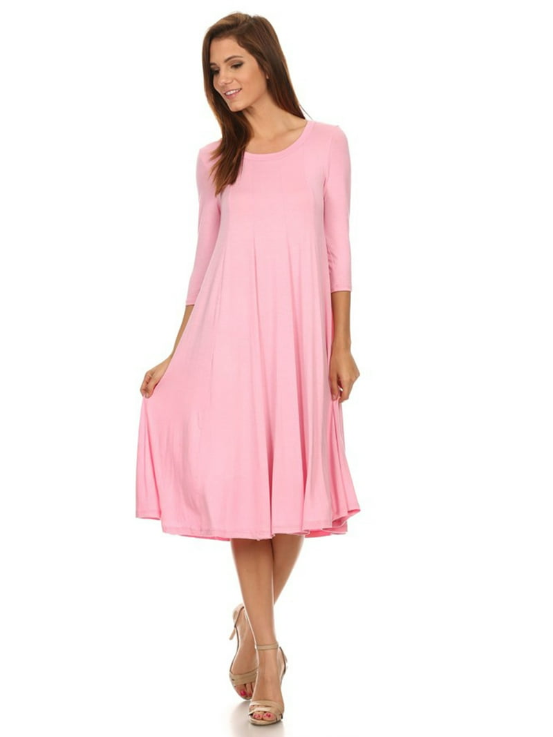 knee length dresses for ladies SAN149R-SOLID main image 0