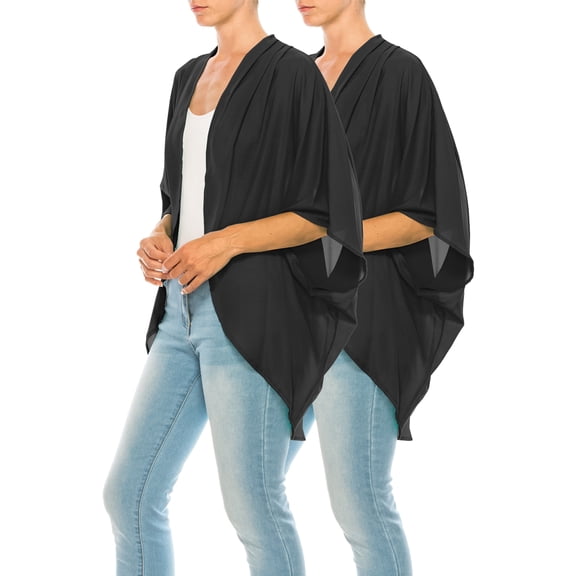 FashionStream Kimono Style, Elbow-Length Sleeve, V-Neck Blouses & Tops, 2-Pack (Women's)