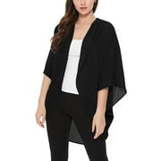 Women's Loose Fit 3/4 Sleeves Kimono Style Cover Up Solid Cardigan S-3XL Made in USA