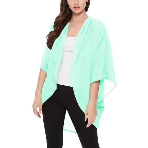 Women's Loose Fit 3/4 Sleeves Kimono Style Cover Up Solid Cardigan S-3XL Made in USA